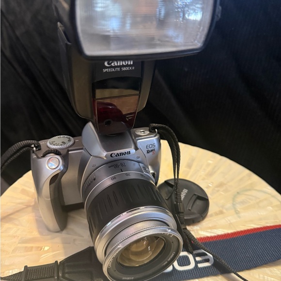 Canon Silver EOS Camera with Speedlite 380EX Flash